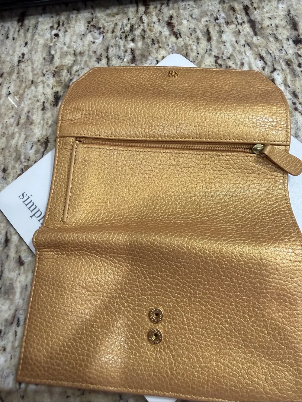 Bosca New Gold Leather Women’s Wallet - Stylish Folded Clutch